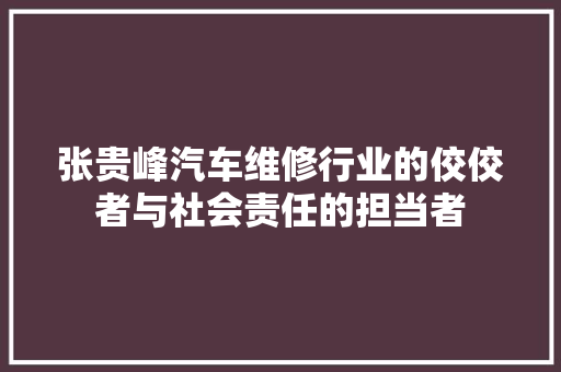 张贵峰汽车维修行业的佼佼者与社会责任的担当者