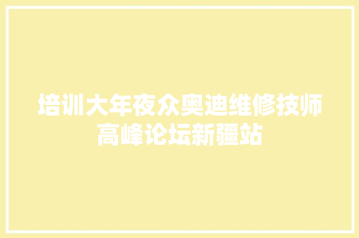 培训大年夜众奥迪维修技师高峰论坛新疆站