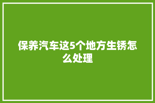 保养汽车这5个地方生锈怎么处理