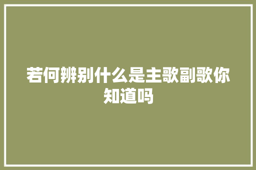 若何辨别什么是主歌副歌你知道吗