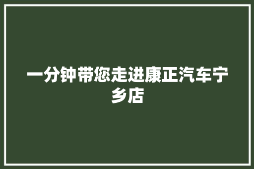 一分钟带您走进康正汽车宁乡店