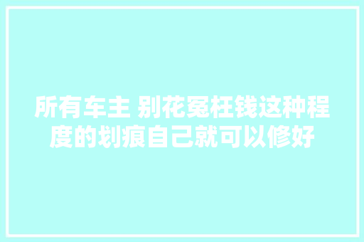 所有车主 别花冤枉钱这种程度的划痕自己就可以修好