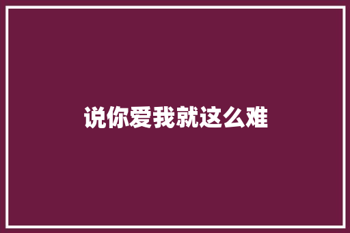 说你爱我就这么难