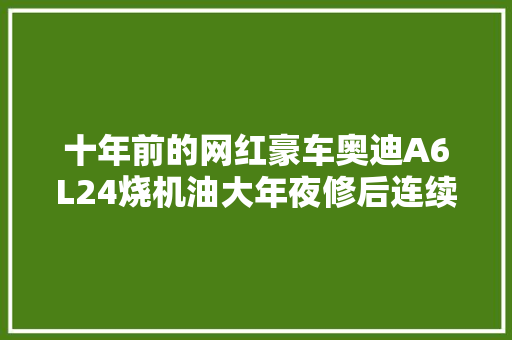 十年前的网红豪车奥迪A6L24烧机油大年夜修后连续烧附带一堆疑难杂症