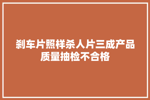刹车片照样杀人片三成产品质量抽检不合格