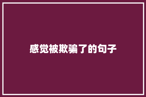 感觉被欺骗了的句子