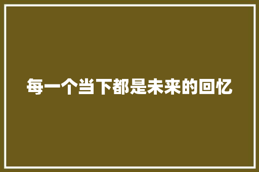 每一个当下都是未来的回忆