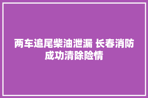 两车追尾柴油泄漏 长春消防成功清除险情