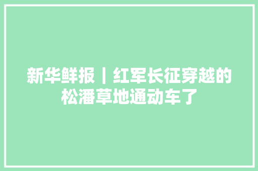新华鲜报｜红军长征穿越的松潘草地通动车了