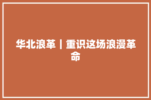 华北浪革｜重识这场浪漫革命