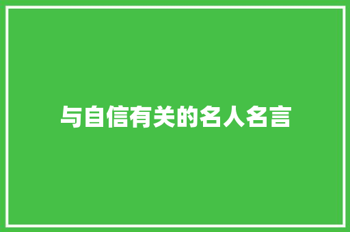 与自信有关的名人名言