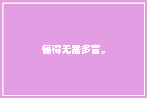 懂得无需多言。