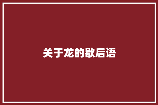 关于龙的歇后语