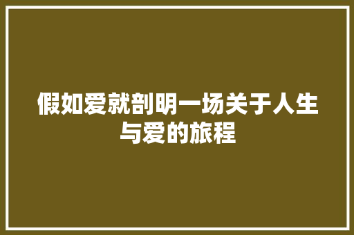 假如爱就剖明一场关于人生与爱的旅程