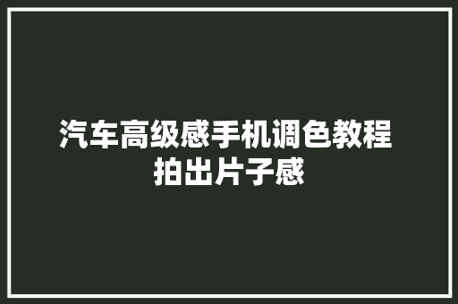 汽车高级感手机调色教程 拍出片子感