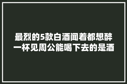 最烈的5款白酒闻着都想醉一杯见周公能喝下去的是酒仙