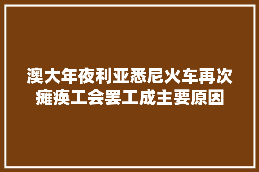 澳大年夜利亚悉尼火车再次瘫痪工会罢工成主要原因 汽车知识