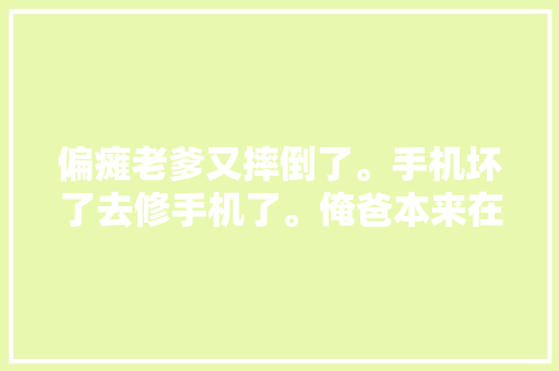 偏瘫老爹又摔倒了。手机坏了去修手机了。俺爸本来在外面做着