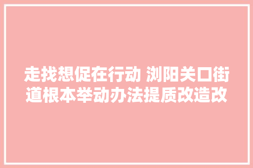 走找想促在行动 浏阳关口街道根本举动办法提质改造改到群众心坎上