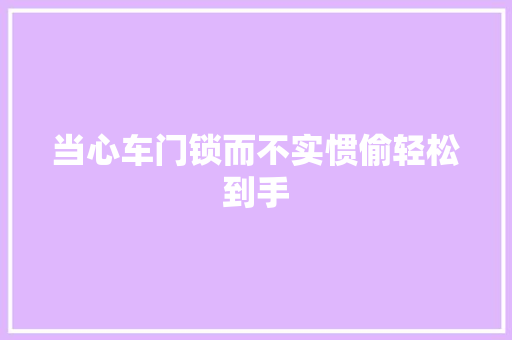 当心车门锁而不实惯偷轻松到手