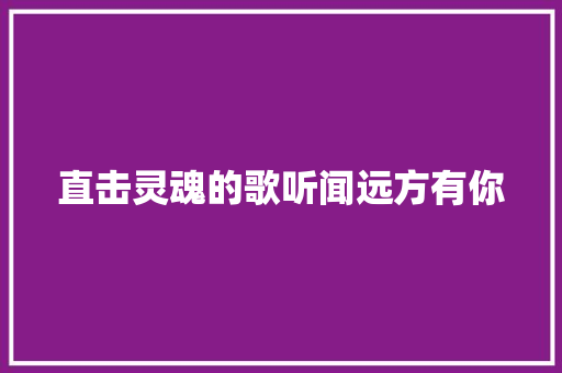 直击灵魂的歌听闻远方有你