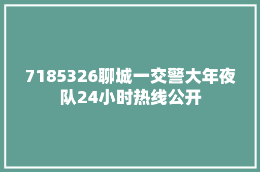 7185326聊城一交警大年夜队24小时热线公开