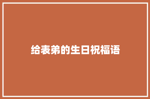 给表弟的生日祝福语