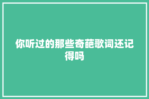 你听过的那些奇葩歌词还记得吗