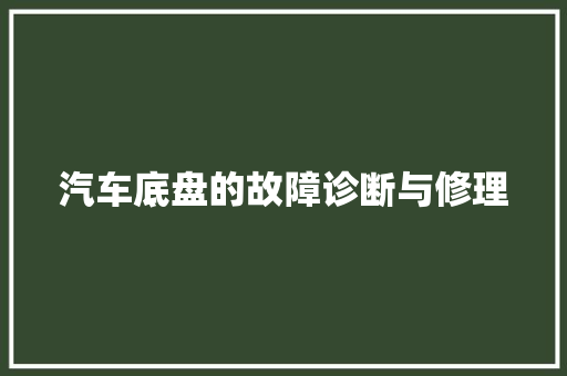 汽车底盘的故障诊断与修理