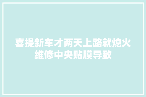 喜提新车才两天上路就熄火维修中央贴膜导致