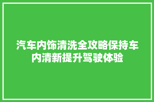 汽车内饰清洗全攻略保持车内清新提升驾驶体验