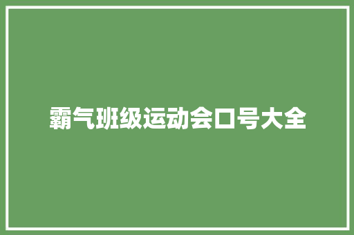 霸气班级运动会口号大全