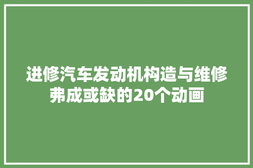 进修汽车发动机构造与维修弗成或缺的20个动画