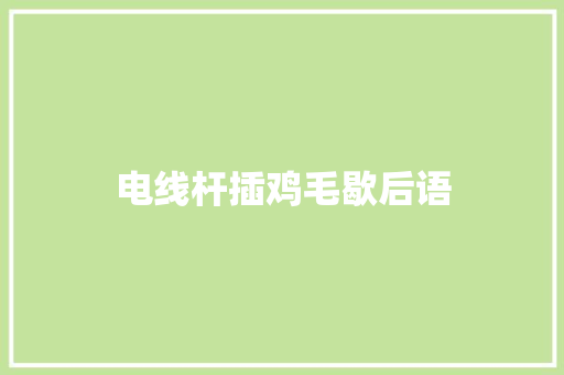 电线杆插鸡毛歇后语