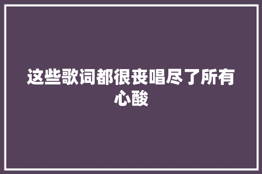 这些歌词都很丧唱尽了所有心酸