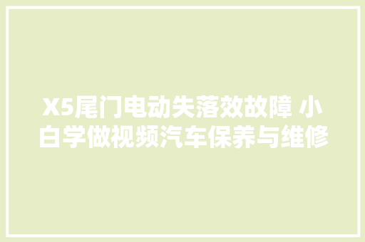 X5尾门电动失落效故障 小白学做视频汽车保养与维修