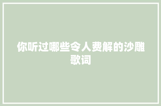 你听过哪些令人费解的沙雕歌词