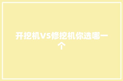 开挖机VS修挖机你选哪一个