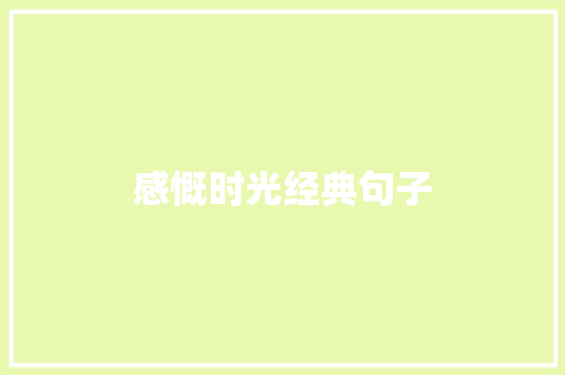 感慨时光经典句子