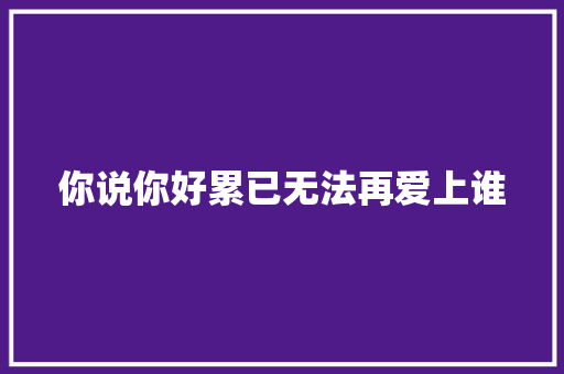 你说你好累已无法再爱上谁