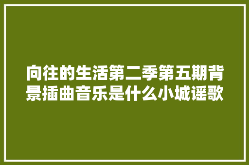 向往的生活第二季第五期背景插曲音乐是什么小城谣歌词