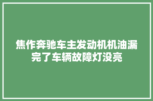 焦作奔驰车主发动机机油漏完了车辆故障灯没亮