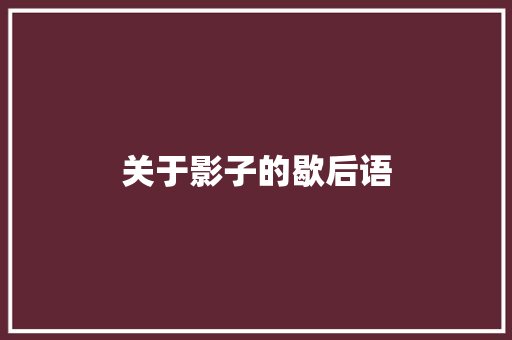 关于影子的歇后语