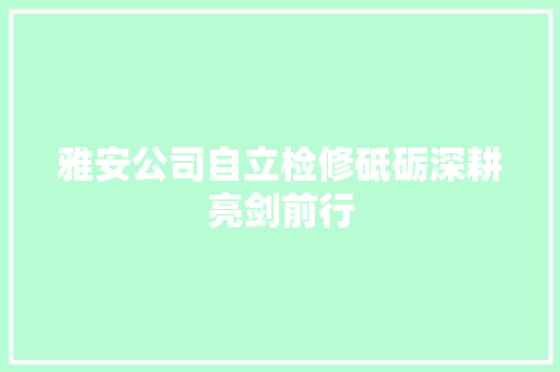 雅安公司自立检修砥砺深耕亮剑前行