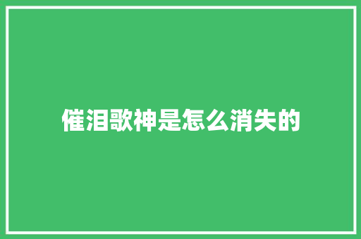 催泪歌神是怎么消失的