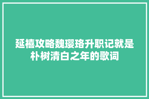 延禧攻略魏璎珞升职记就是朴树清白之年的歌词