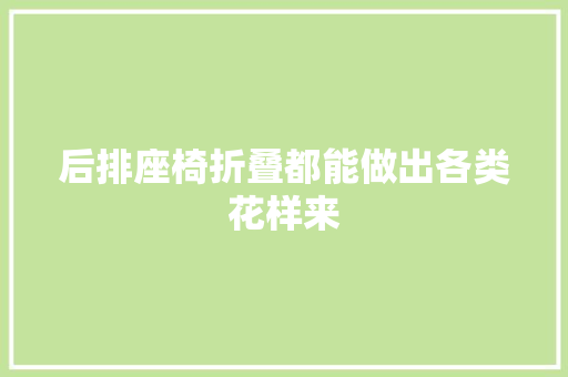 后排座椅折叠都能做出各类花样来