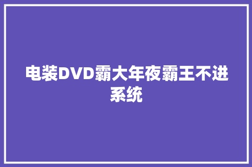 电装DVD霸大年夜霸王不进系统