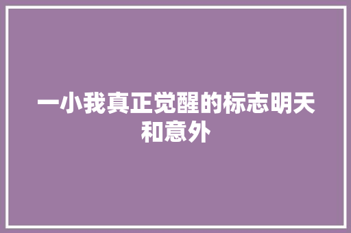 一小我真正觉醒的标志明天和意外