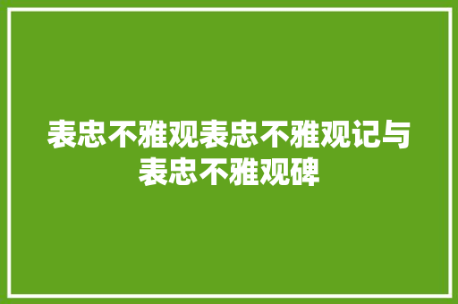 表忠不雅观表忠不雅观记与表忠不雅观碑